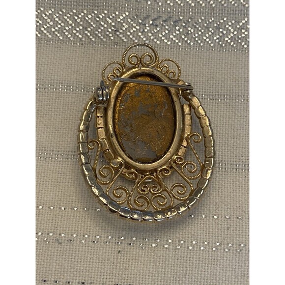 Vintage Glass Moonstone Purple Rhinestone Brooch Pin - Picture 5 of 9